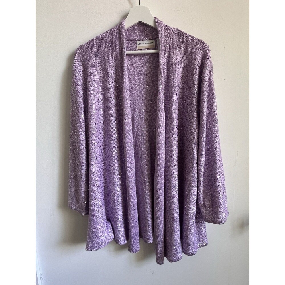 Alfred Dunner Open Front Cardigan Lavender Purple Sequins Plus Sz 2X